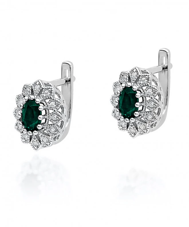 Kolczyki Bonore ze Złota próby 585 ze szmaragdem 0,8 ct 173719