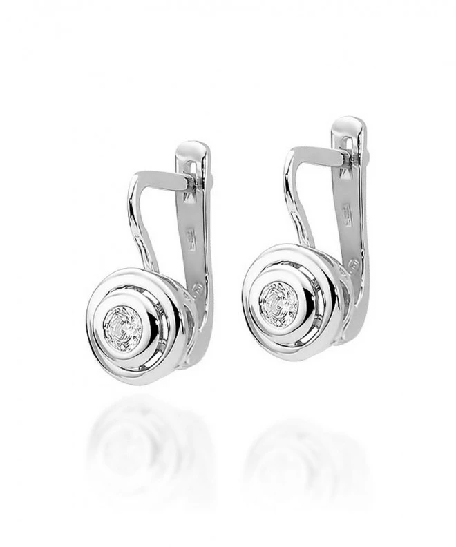 Kolczyki Bonore z białego złota próby 585 z diamentem 0,1 ct 128788