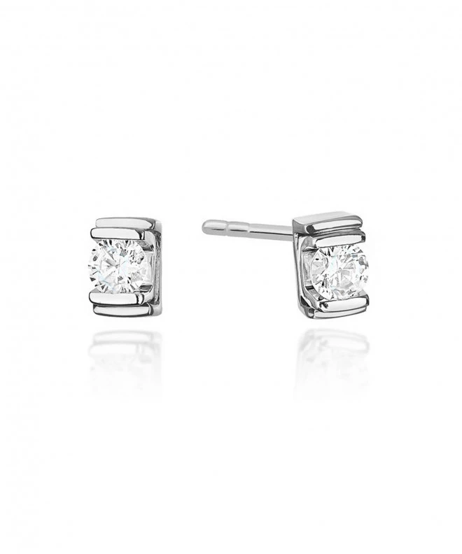 Kolczyki Bonore z białego złota próby 585 z diamentem 0,1 ct 128792