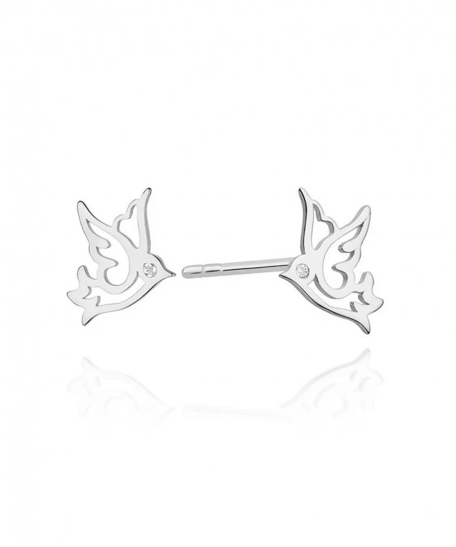 Kolczyki Bonore z białego złota próby 585 z diamentem 0,0145 ct 128729