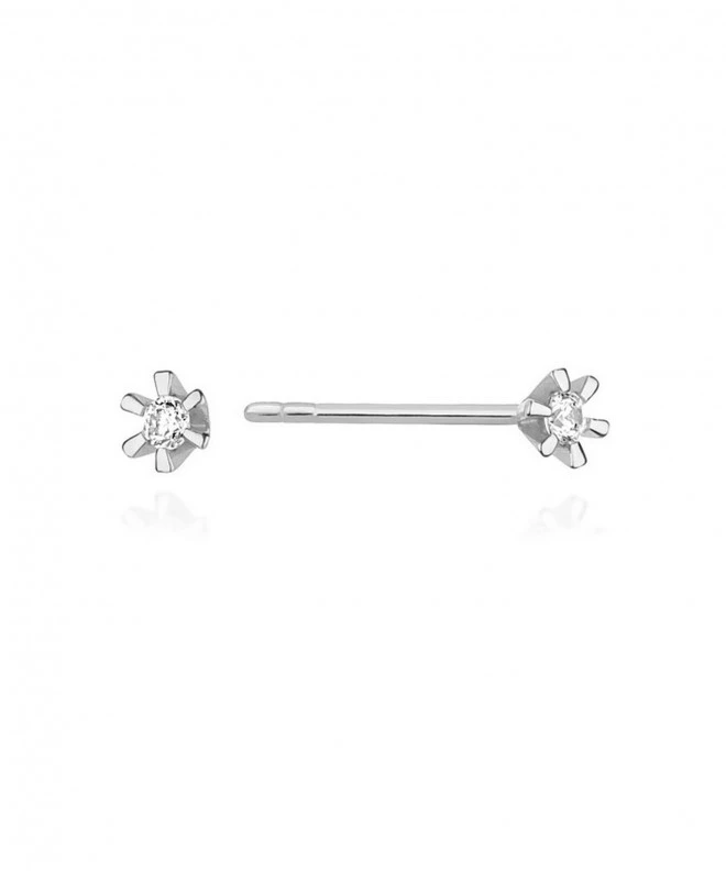 Kolczyki Bonore z białego złota próby 585 z diamentem 0,02 ct 128735