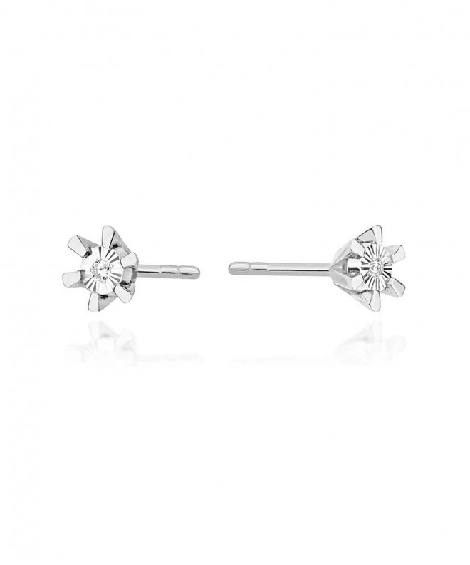 Kolczyki Bonore z białego złota próby 585 z diamentem 0,0086 ct 128736