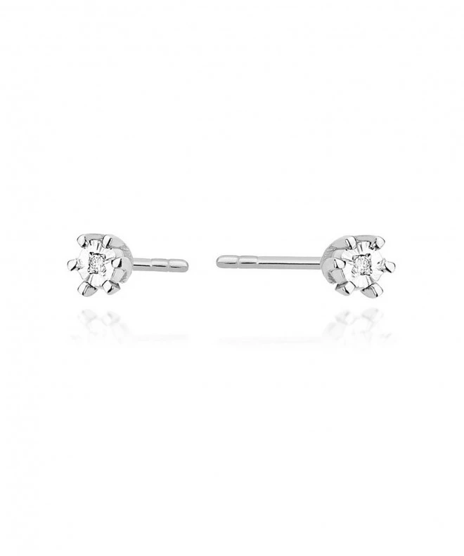 Kolczyki Bonore z białego złota próby 585 z diamentem 0,0086 ct 128738