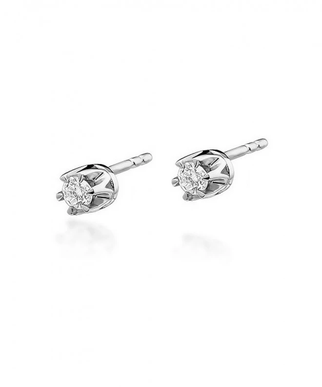 Kolczyki Bonore z białego złota próby 585 z diamentem 0,1 ct 128740