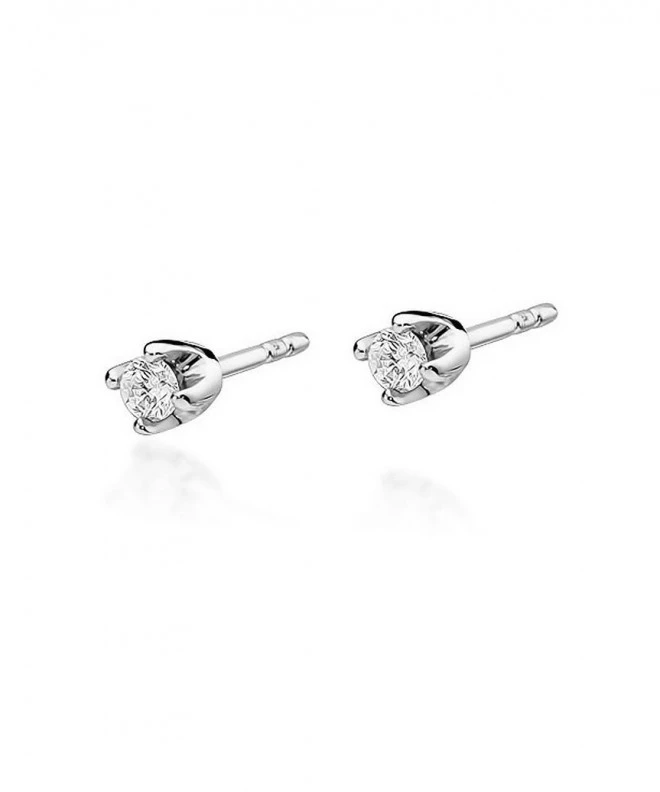 Kolczyki Bonore z białego złota próby 585 z diamentem 0,1 ct 128742