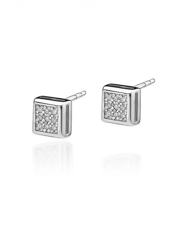 Kolczyki Bonore z białego złota próby 585 z diamentem 0,15 ct 128744