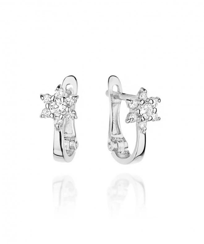 Kolczyki Bonore z białego złota próby 585 z diamentem 0,07 ct 128737