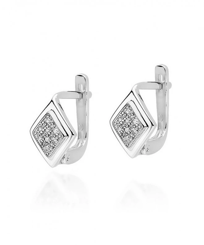 Kolczyki Bonore z białego złota próby 585 z diamentem 128755