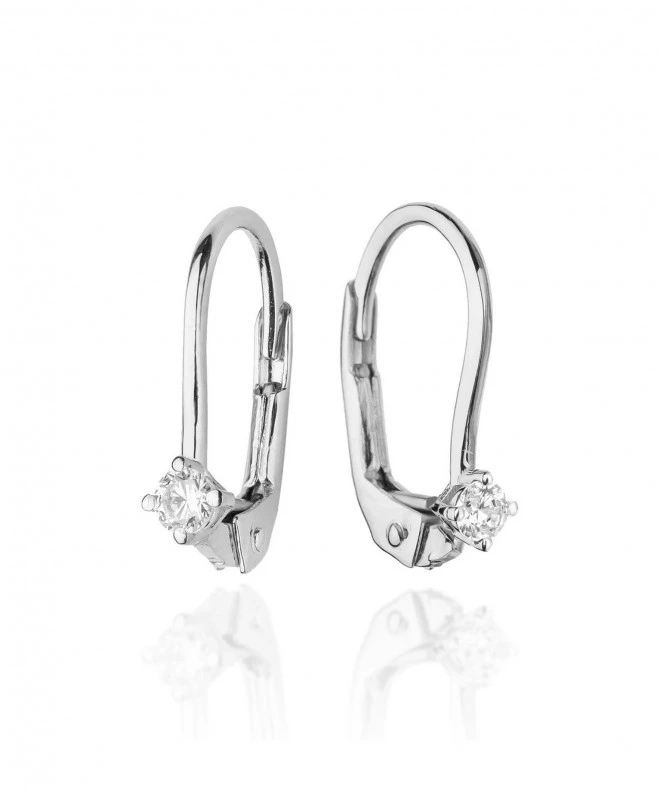 Kolczyki Bonore z białego złota próby 585 z diamentem 0,03 ct 128760