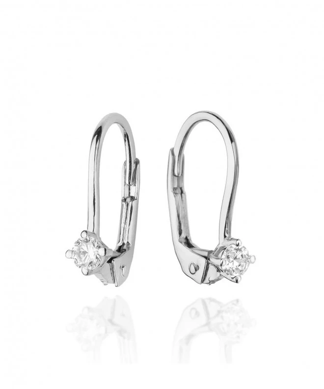 Kolczyki Bonore z białego złota próby 585 z diamentem 0,07 ct 128762