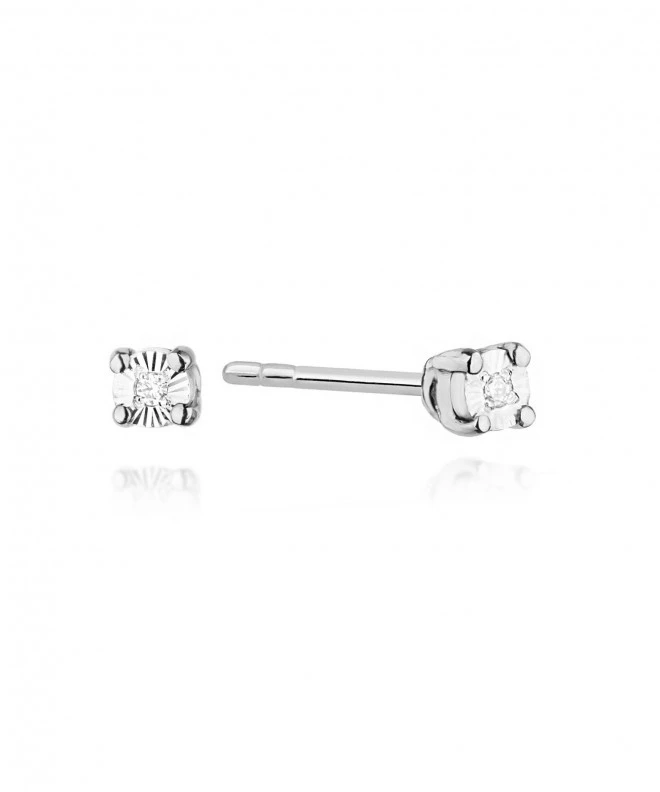 Kolczyki Bonore z białego złota próby 585 z diamentem 0,01 ct 128765