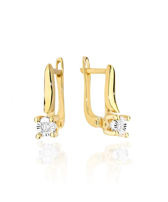 Kolczyki Bonore ze złota próby 585 z diamentem 0,03 ct 128659