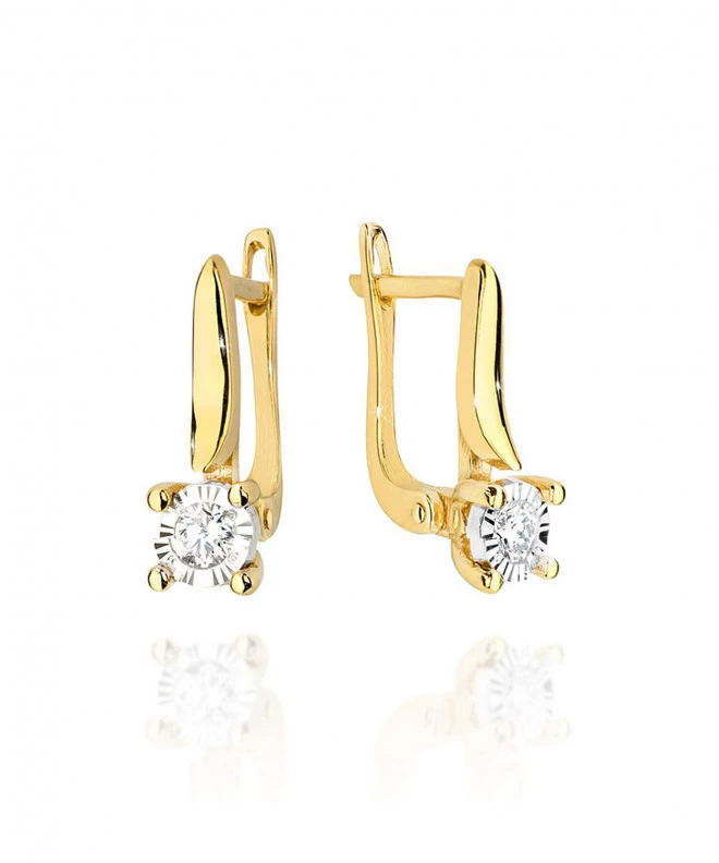 Kolczyki Bonore ze złota próby 585 z diamentem 0,08 ct 128660