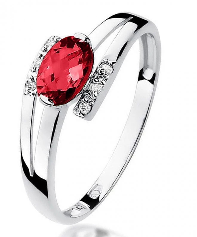 Pierścionek Bonore z białego złota próby 585 z rubinem 0,6 ct 121359