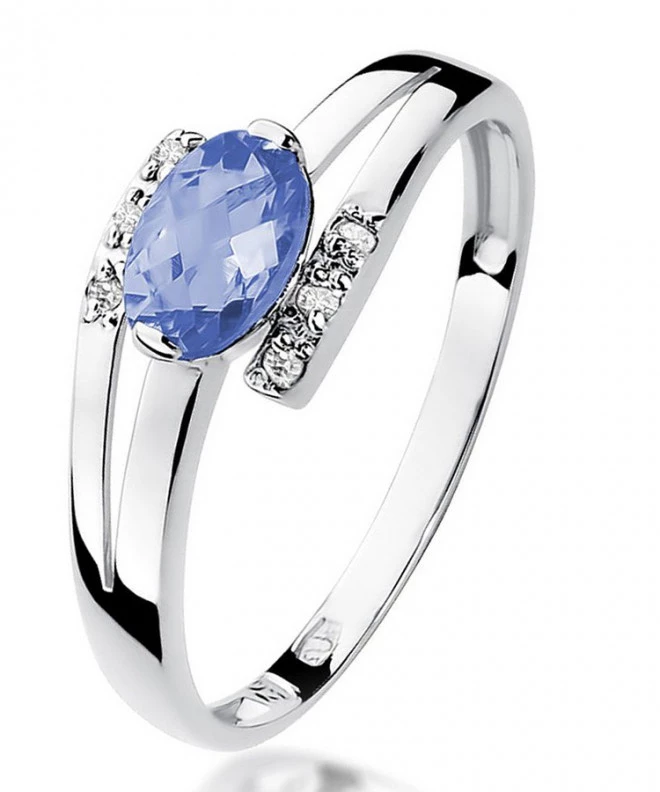 Pierścionek Bonore z białego złota próby 585 z tanzanitem 0,4 ct 125479