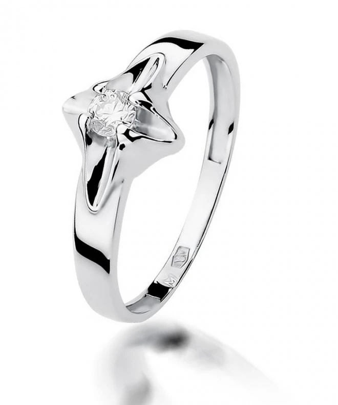 Pierścionek Bonore z białego złota próby 585 z diamentem 0,12 ct 110928