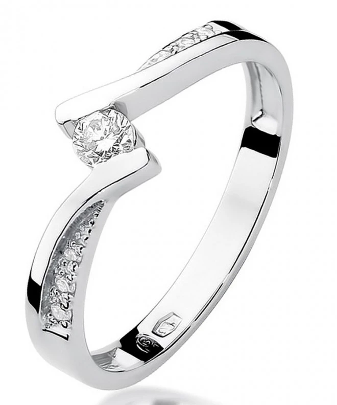 Pierścionek Bonore z białego złota próby 585 z diamentem 0,13 ct 112037