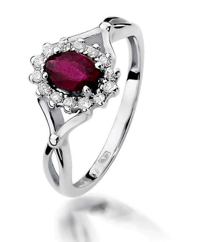 Pierścionek Bonore z białego złota próby 585 z rubinem 0,6 ct 121361