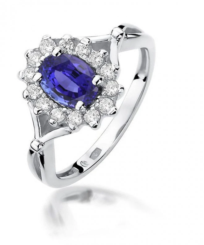 Pierścionek Bonore z białego złota próby 585 z tanzanitem 0,7 ct 125481