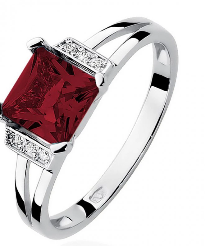 Pierścionek Bonore z białego złota próby 585 z granatem 1,3 ct 120317