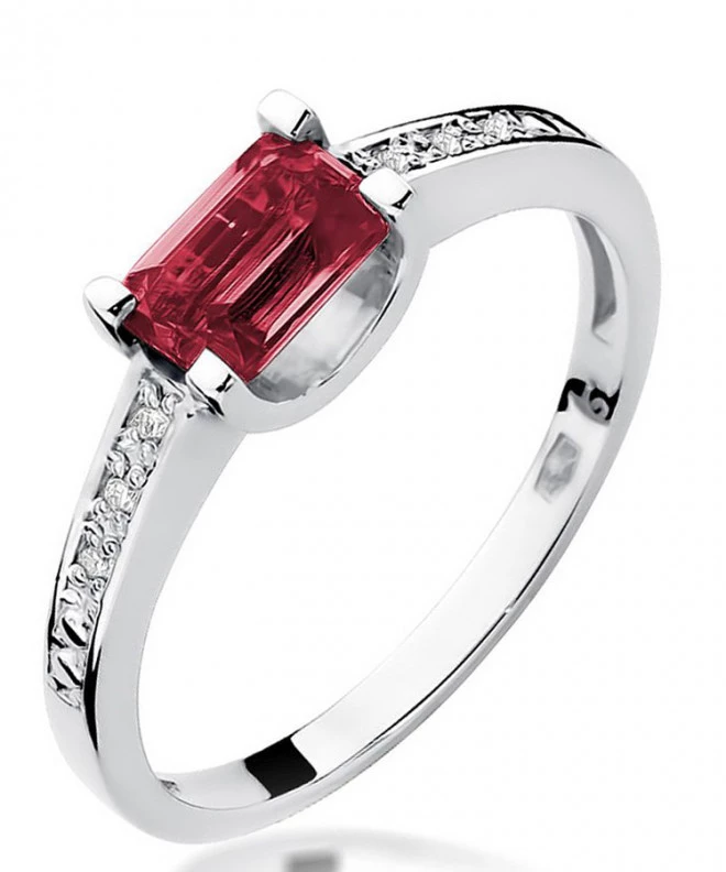 Pierścionek Bonore z białego złota próby 585 z rubinem 0,8 ct 121358