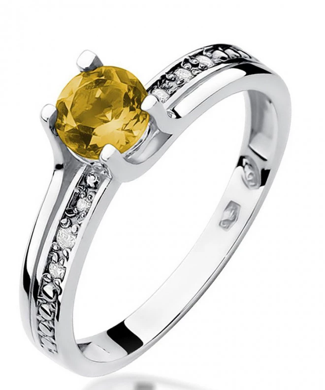 Pierścionek Bonore z białego złota próby 585 z cytrynem 0,5 ct 119300