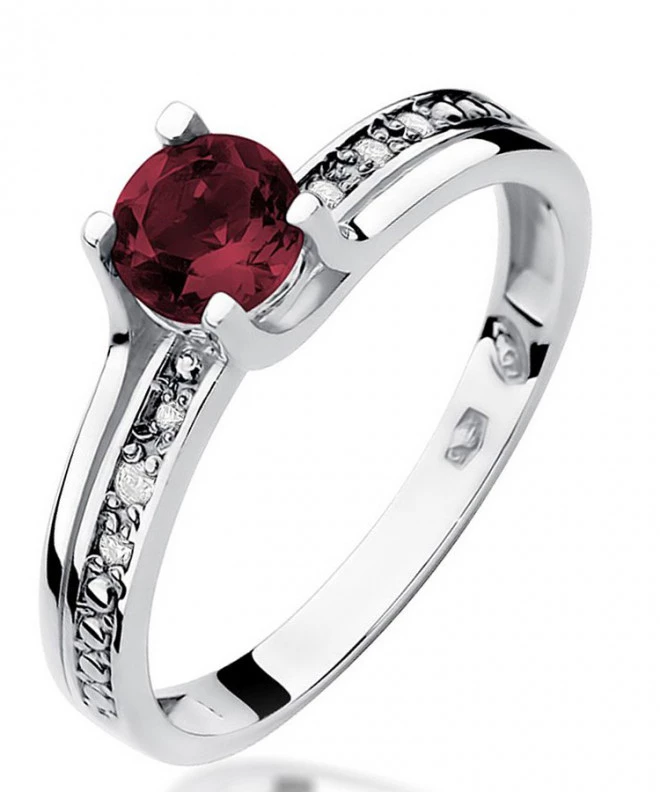 Pierścionek Bonore z białego złota próby 585 z granatem 0,6 ct 120318