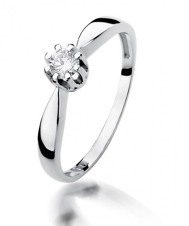 Pierścionek Bonore z białego złota próby 585 z diamentem 0,15 ct 110932