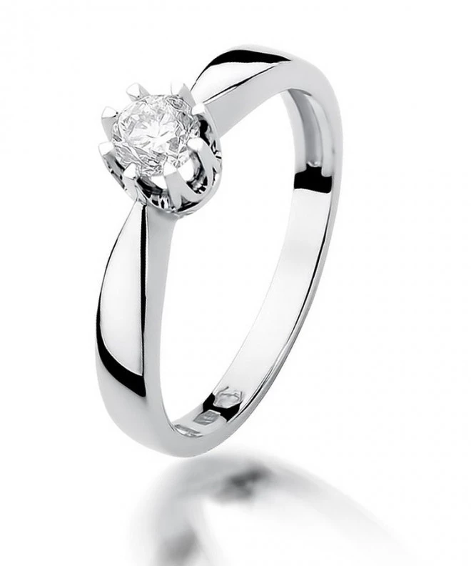 Pierścionek Bonore z białego złota próby 585 z diamentem 0,3 ct 115105