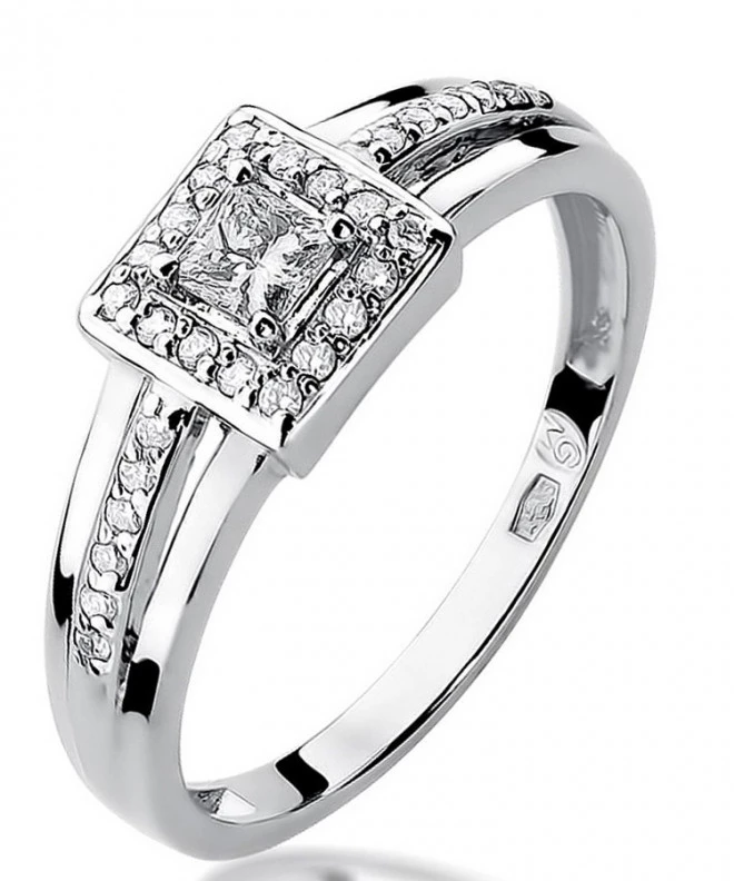 Pierścionek Bonore z białego złota próby 585 z diamentem 0,15 ct 115110