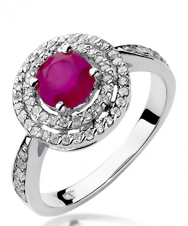 Pierścionek Bonore z białego złota próby 585 z rubinem 1,2 ct 121367