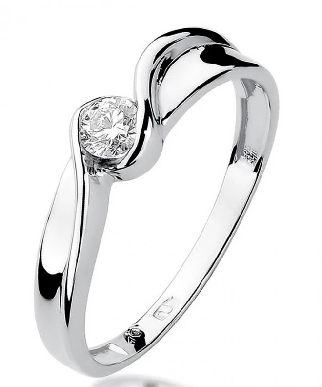 Pierścionek Bonore z białego złota próby 585 z diamentem 0,15 ct 110943