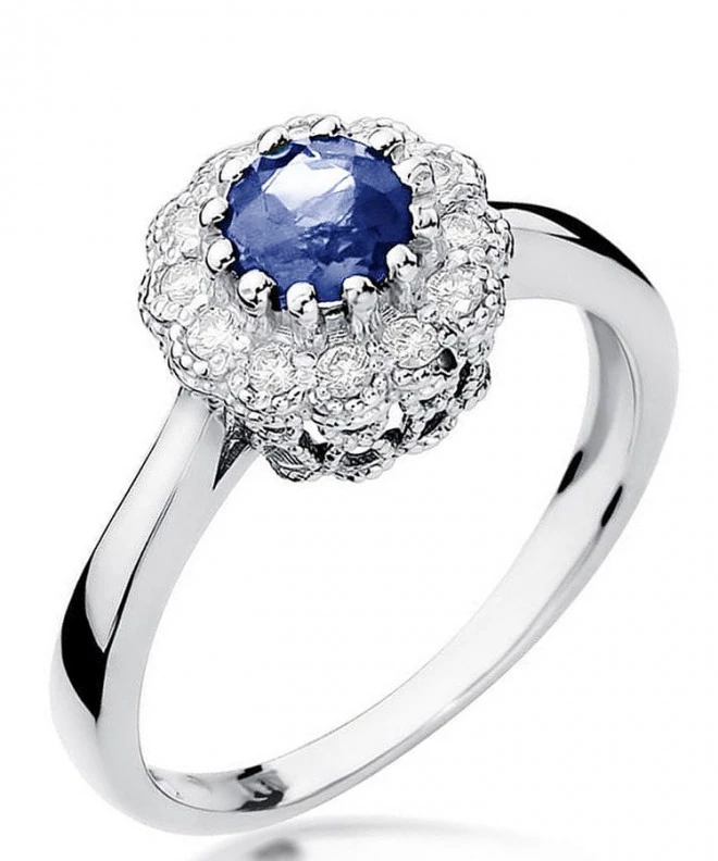 Pierścionek Bonore z białego złota próby 585 z tanzanitem 0,5 ct 126557