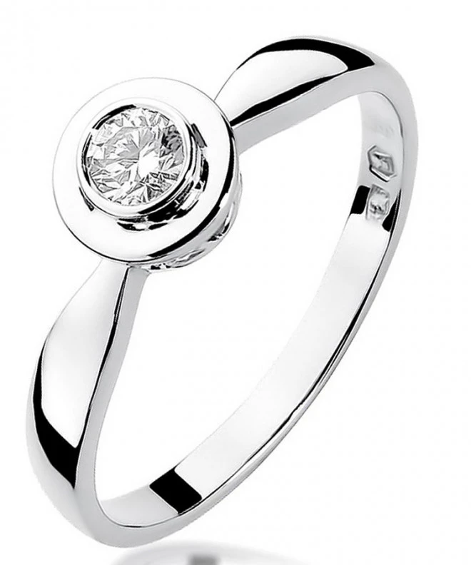 Pierścionek Bonore z białego złota próby 585 z diamentem 0,15 ct 112004