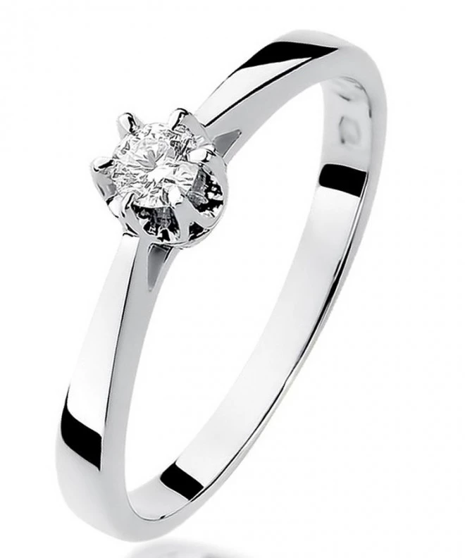 Pierścionek Bonore z białego złota próby 585 z diamentem 0,12 ct 112005