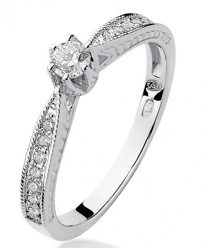 Pierścionek Bonore z białego złota próby 585 z diamentem 0,15 ct 115097