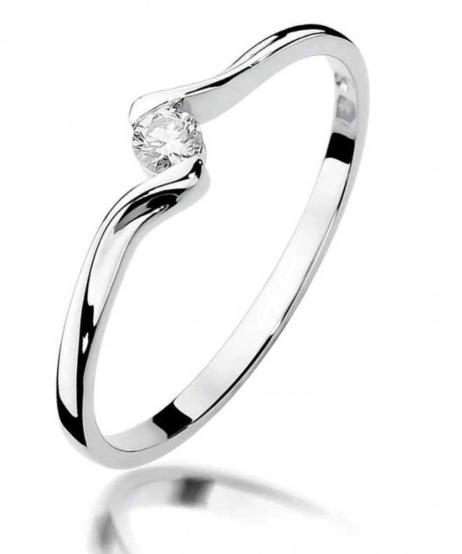 Pierścionek Bonore z białego złota próby 585 z diamentem 0,09 ct 109905