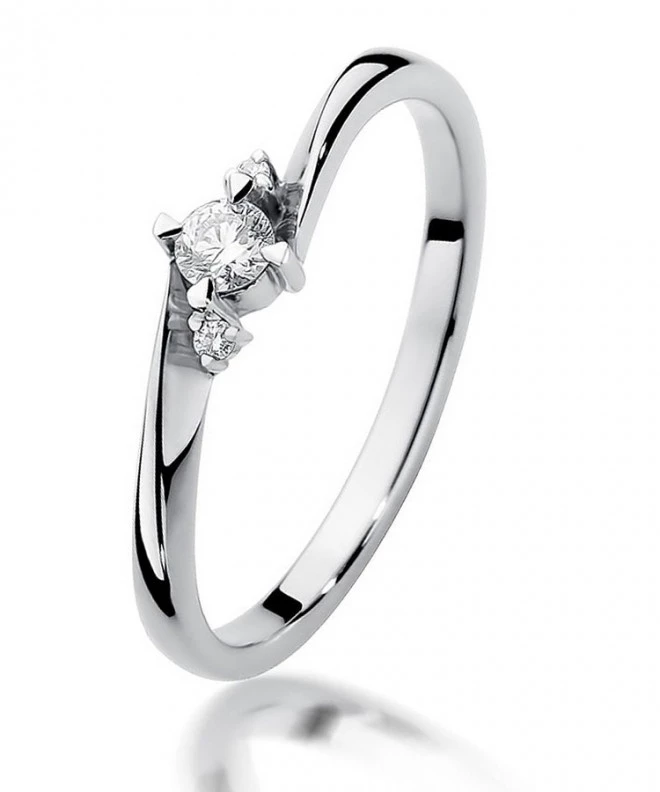 Pierścionek Bonore z białego złota próby 585 z diamentem 0,1 ct 112013