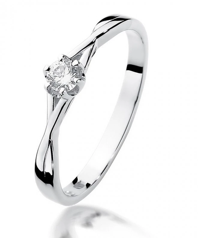 Pierścionek Bonore z białego złota próby 585 z diamentem 0,12 ct 112012