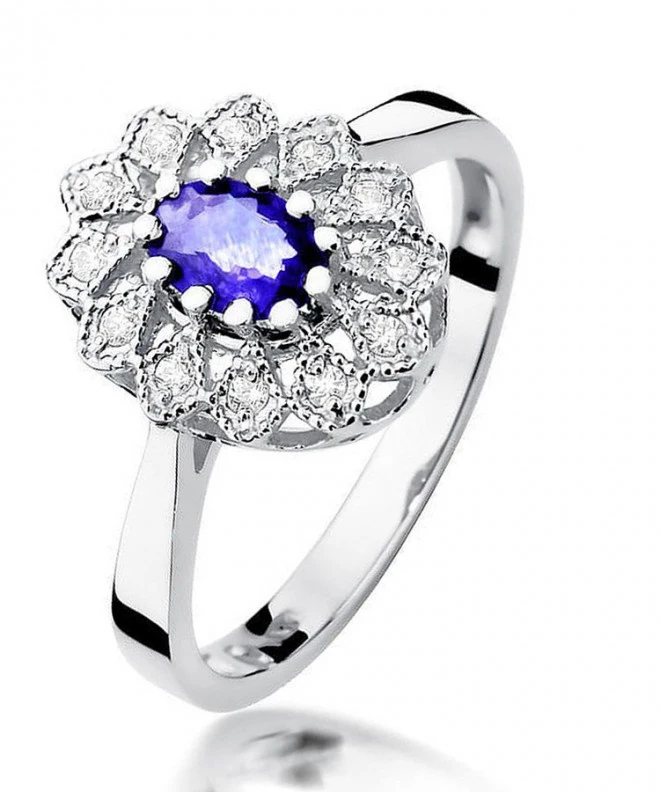 Pierścionek Bonore z białego złota próby 585 z tanzanitem 0,4 ct 126564