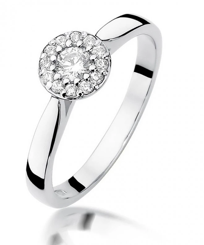 Pierścionek Bonore z białego złota próby 585 z diamentem 0,12 ct 114085