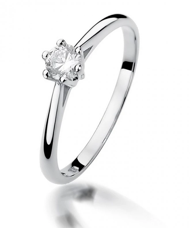 Pierścionek Bonore z białego złota próby 585 z diamentem 0,15 ct 112014