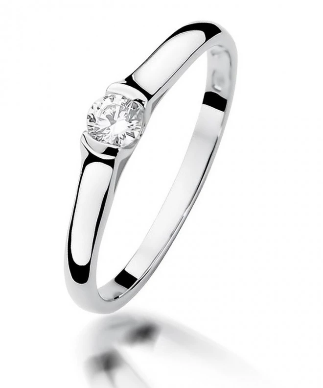 Pierścionek Bonore z białego złota próby 585 z diamentem 0,15 ct 112017