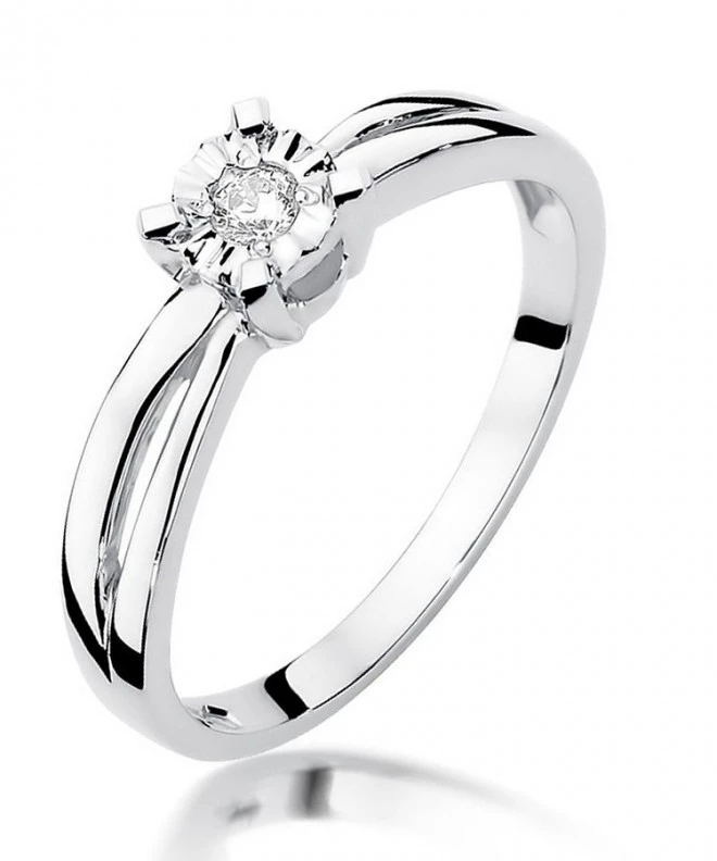 Pierścionek Bonore z białego złota próby 585 z diamentem 0,08 ct 109909