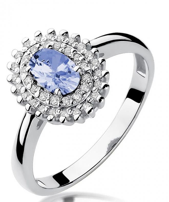 Pierścionek Bonore z białego złota próby 585 z tanzanitem 0,4 ct 126559