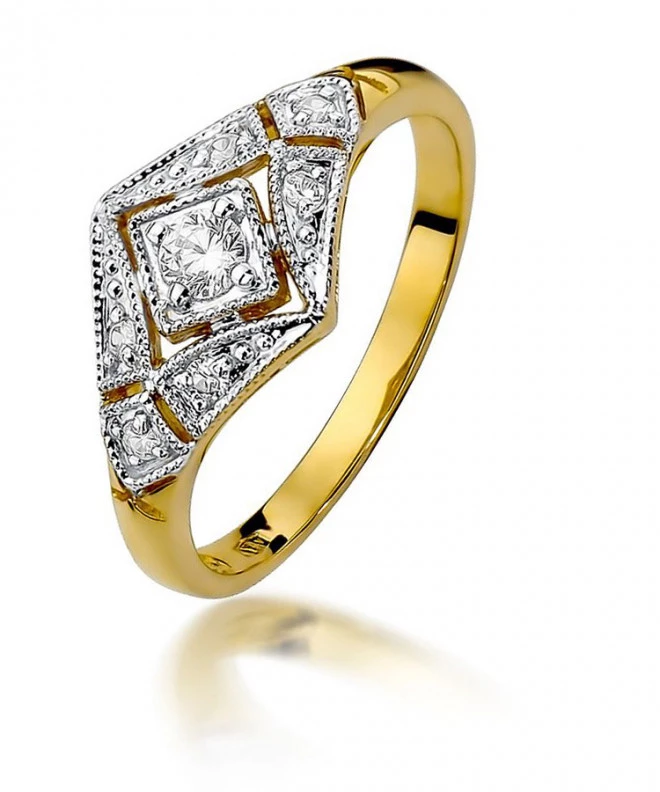Pierścionek Bonore ze złota próby 585 z diamentem 0,1 ct 87202