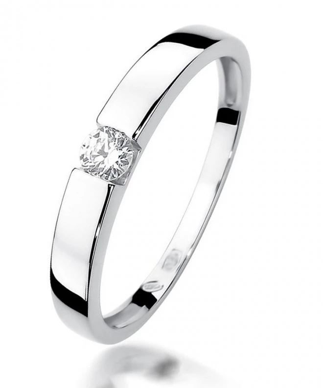 Pierścionek Bonore z białego złota próby 585 z diamentem 0,12 ct 112024