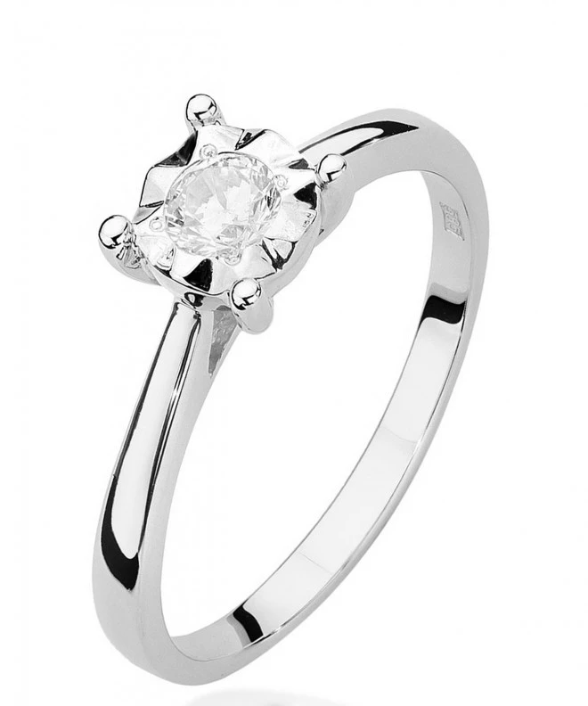 Pierścionek Bonore z białego złota próby 585 z diamentem 0,2 ct 113050