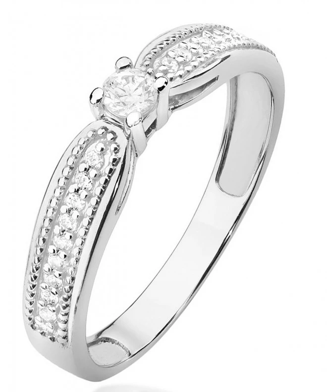 Pierścionek Bonore z białego złota próby 585 z diamentem 0,08 ct 113051