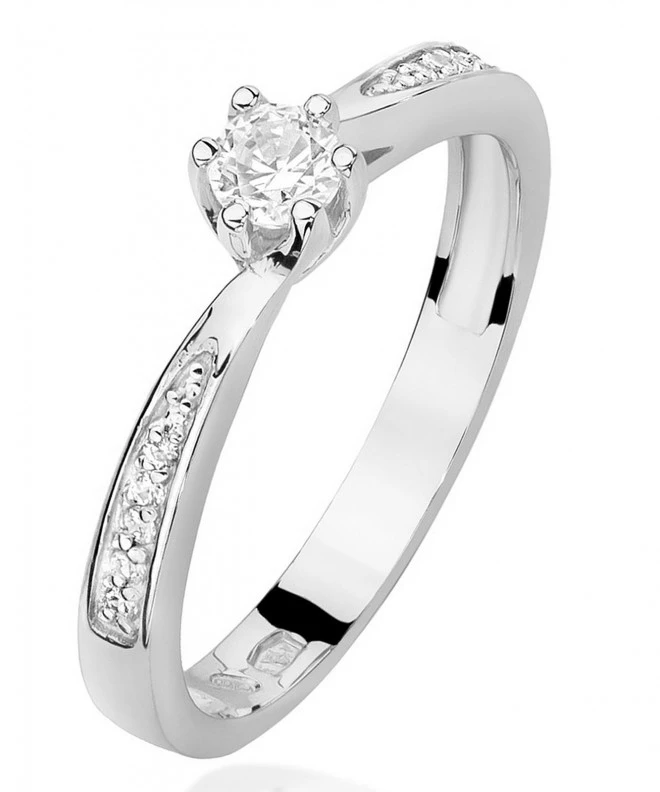 Pierścionek Bonore z białego złota próby 585 z diamentem 0,15 ct 113052